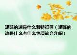 矩阵的迹是什么和特征值（矩阵的迹是什么有什么性质简介介绍）