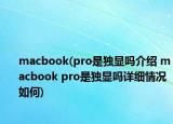 macbook(pro是独显吗介绍 macbook pro是独显吗详细情况如何)