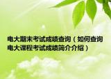 电大期末考试成绩查询（如何查询电大课程考试成绩简介介绍）