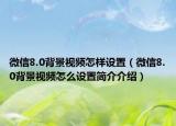 微信8.0背景视频怎样设置（微信8.0背景视频怎么设置简介介绍）