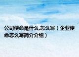 公司使命是什么,怎么写（企业使命怎么写简介介绍）