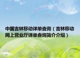 中国吉林移动详单查询（吉林移动网上营业厅详单查询简介介绍）