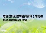 成就动机心理学名词解释（成就动机名词解释简介介绍）
