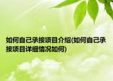 如何自己承接项目介绍(如何自己承接项目详细情况如何)