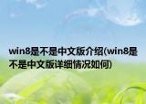 win8是不是中文版介绍(win8是不是中文版详细情况如何)
