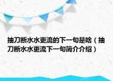 抽刀断水水更流的下一句是啥（抽刀断水水更流下一句简介介绍）