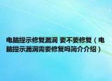 电脑提示修复漏洞 要不要修复（电脑提示漏洞需要修复吗简介介绍）