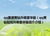 qq普通黄钻升级豪华版（qq黄钻如何升级豪华版简介介绍）