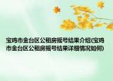 宝鸡市金台区公租房摇号结果介绍(宝鸡市金台区公租房摇号结果详细情况如何)