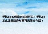 手机qq如何隐身对其可见（手机qq怎么设置隐身对其可见简介介绍）