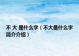 不 大 是什么字（不大是什么字简介介绍）