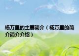 杨万里的主要简介（杨万里的简介简介介绍）