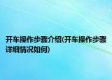 开车操作步骤介绍(开车操作步骤详细情况如何)