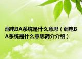 弱电BA系统是什么意思（弱电BA系统是什么意思简介介绍）