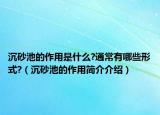 沉砂池的作用是什么?通常有哪些形式?（沉砂池的作用简介介绍）