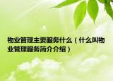 物业管理主要服务什么（什么叫物业管理服务简介介绍）