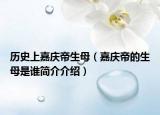 历史上嘉庆帝生母（嘉庆帝的生母是谁简介介绍）