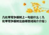 几处早莺争暖树上一句是什么（几处早莺争暖树出自哪首诗简介介绍）