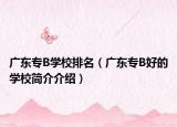 广东专B学校排名（广东专B好的学校简介介绍）