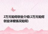 2万元如何创业介绍(2万元如何创业详细情况如何)
