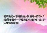 简单说明一下炫舞的小知识吧~技巧~介绍(简单说明一下炫舞的小知识吧~技巧~详细情况如何)