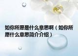 如你所愿是什么意思啊（如你所愿什么意思简介介绍）