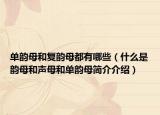 单韵母和复韵母都有哪些（什么是韵母和声母和单韵母简介介绍）
