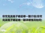 非常完美杨子晴是哪一期介绍(非常完美杨子晴是哪一期详细情况如何)
