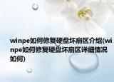 winpe如何修复硬盘坏扇区介绍(winpe如何修复硬盘坏扇区详细情况如何)