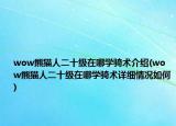 wow熊猫人二十级在哪学骑术介绍(wow熊猫人二十级在哪学骑术详细情况如何)