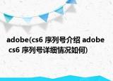 adobe(cs6 序列号介绍 adobe  cs6 序列号详细情况如何)