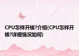 CPU怎样开核?介绍(CPU怎样开核?详细情况如何)