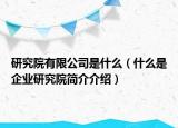 研究院有限公司是什么（什么是企业研究院简介介绍）