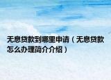 无息贷款到哪里申请（无息贷款怎么办理简介介绍）