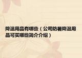 降温用品有哪些（公司防暑降温用品可买哪些简介介绍）