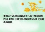美国7月CPI同比增长8.5%低于预期详细内容 美国7月CPI同比增长8.5%低于预期具体介绍