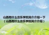 山西有什么音乐学院简介介绍一下（山西有什么音乐学院简介介绍）