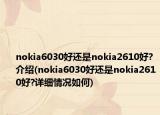 nokia6030好还是nokia2610好?介绍(nokia6030好还是nokia2610好?详细情况如何)