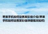 苹果手机如何设置发彩信介绍(苹果手机如何设置发彩信详细情况如何)