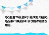 QQ西游20级法师升级攻略介绍(QQ西游20级法师升级攻略详细情况如何)