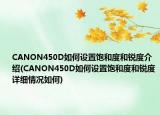 CANON450D如何设置饱和度和锐度介绍(CANON450D如何设置饱和度和锐度详细情况如何)