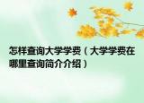 怎样查询大学学费（大学学费在哪里查询简介介绍）