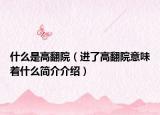 什么是高翻院（进了高翻院意味着什么简介介绍）