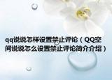 qq说说怎样设置禁止评论（QQ空间说说怎么设置禁止评论简介介绍）