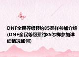 DNF全民等级预约85怎样参加介绍(DNF全民等级预约85怎样参加详细情况如何)
