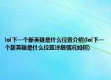 lol下一个新英雄是什么位置介绍(lol下一个新英雄是什么位置详细情况如何)