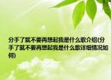 分手了就不要再想起我是什么歌介绍(分手了就不要再想起我是什么歌详细情况如何)