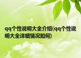 qq个性说明大全介绍(qq个性说明大全详细情况如何)