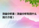 效益分析表（效益分析包括什么简介介绍）