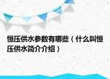恒压供水参数有哪些（什么叫恒压供水简介介绍）